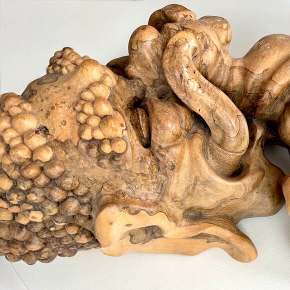 Lord Ganesha Sculpture Large Burled Wood Hand Carved Handmade Wall Hanging OOAK - Picture 5 of 10